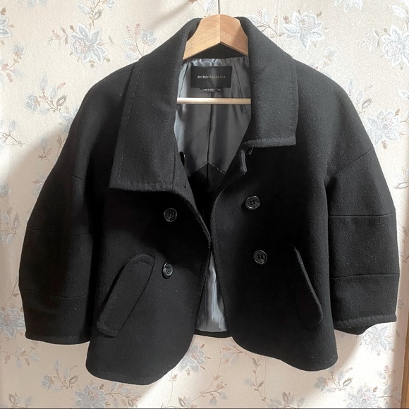 BCBGMaxazria black wool cashmere coat XXS - Picture 2 of 8